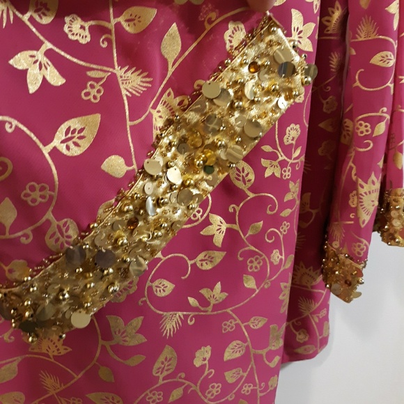 BEAUTIFUL PINK EMBELLISHED ASIAN TUNIC , L - Picture 5 of 7